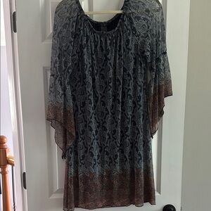 Black and Gray Casual Dolman Sleeve Sundress